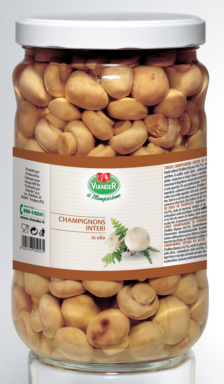 Funghi Champ.interi Olio Giras. 1700gr
