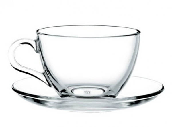 Tazza Grande Vetro Con Piattino 6pz "bic OM"