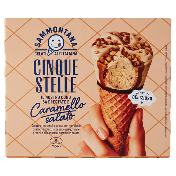 6 Cono Cinque Stelle Caramello Salato 6X 360g
