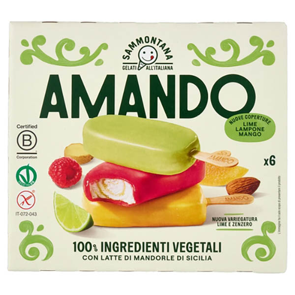 6 Stecchi Amando Lime, Lampone, Mango 6x300g